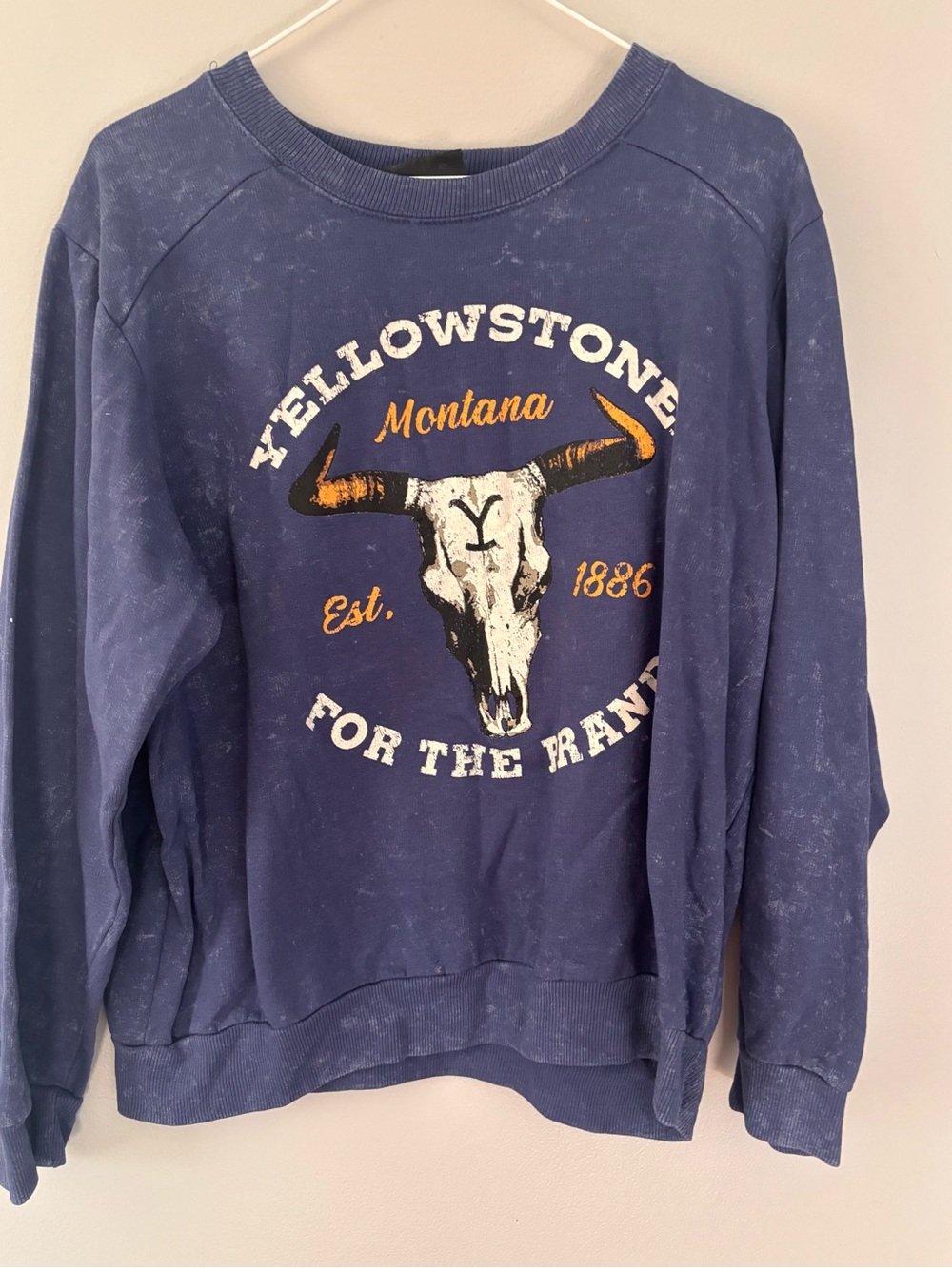 Yellowstone Graphic Logo Crewneck Pullover Sweatshirt womens Size M Blue